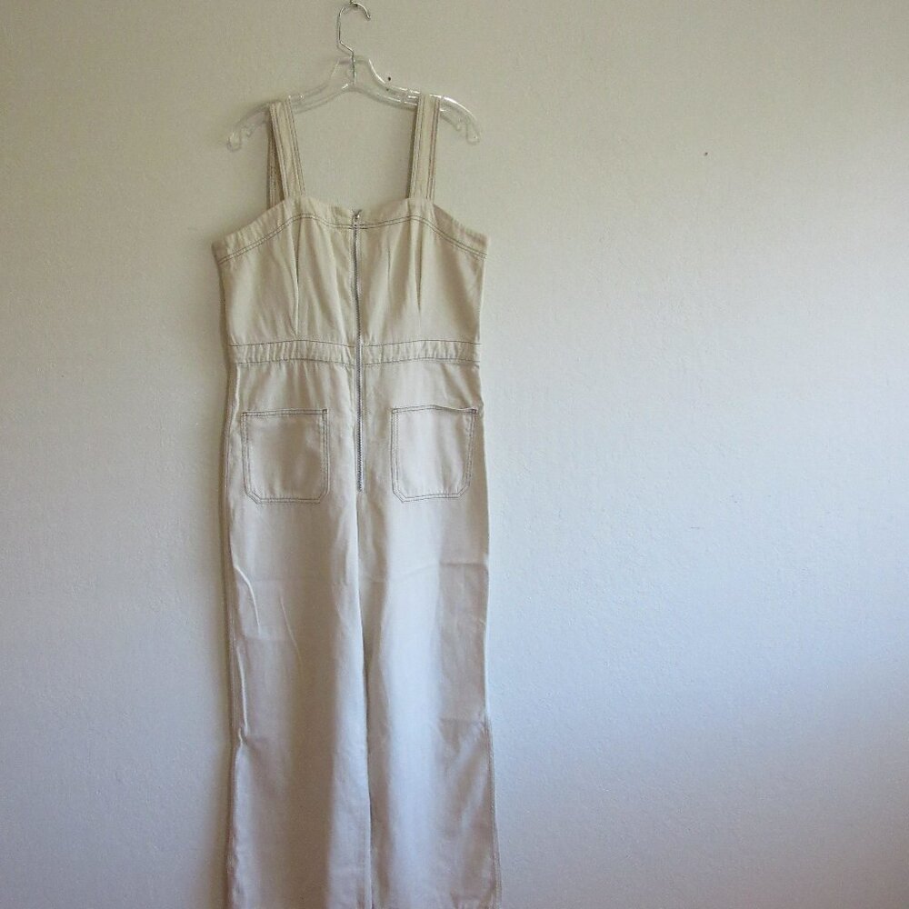 REFORMATION Jeans Ivory L Sleeveless 12 Front Zip Jumpsuit